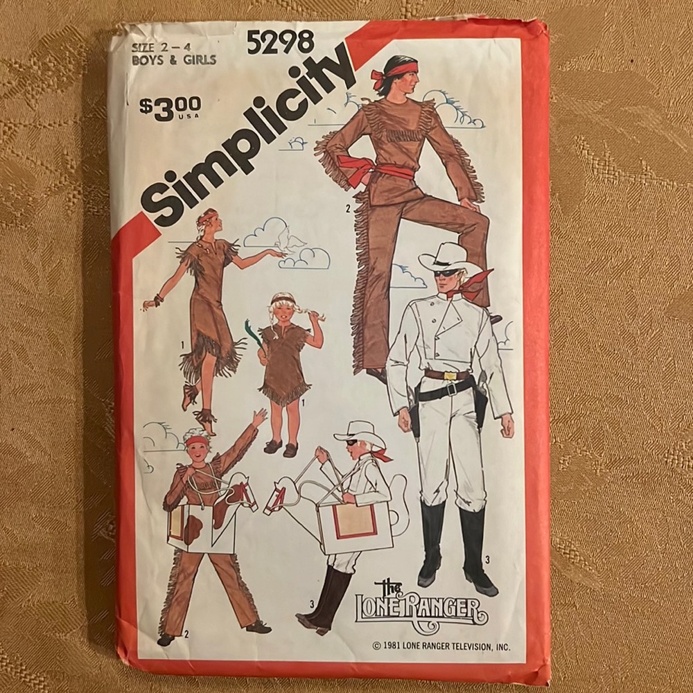 Simplicity costume patterns 5298 Lone Ranger & Native American